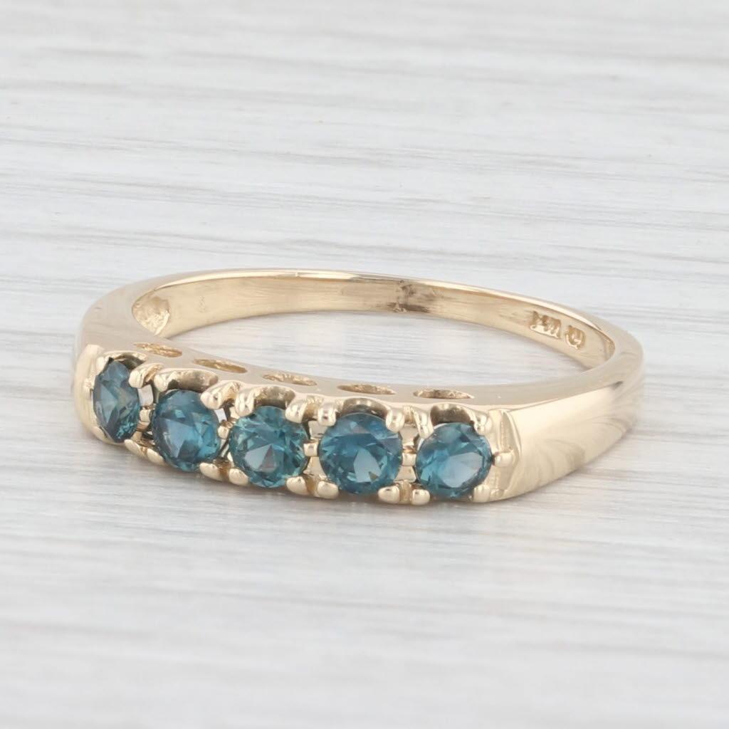 0.70ctw London Blue Topaz Ring 14k Yellow Gold Size 8 Stackable Wedding Band