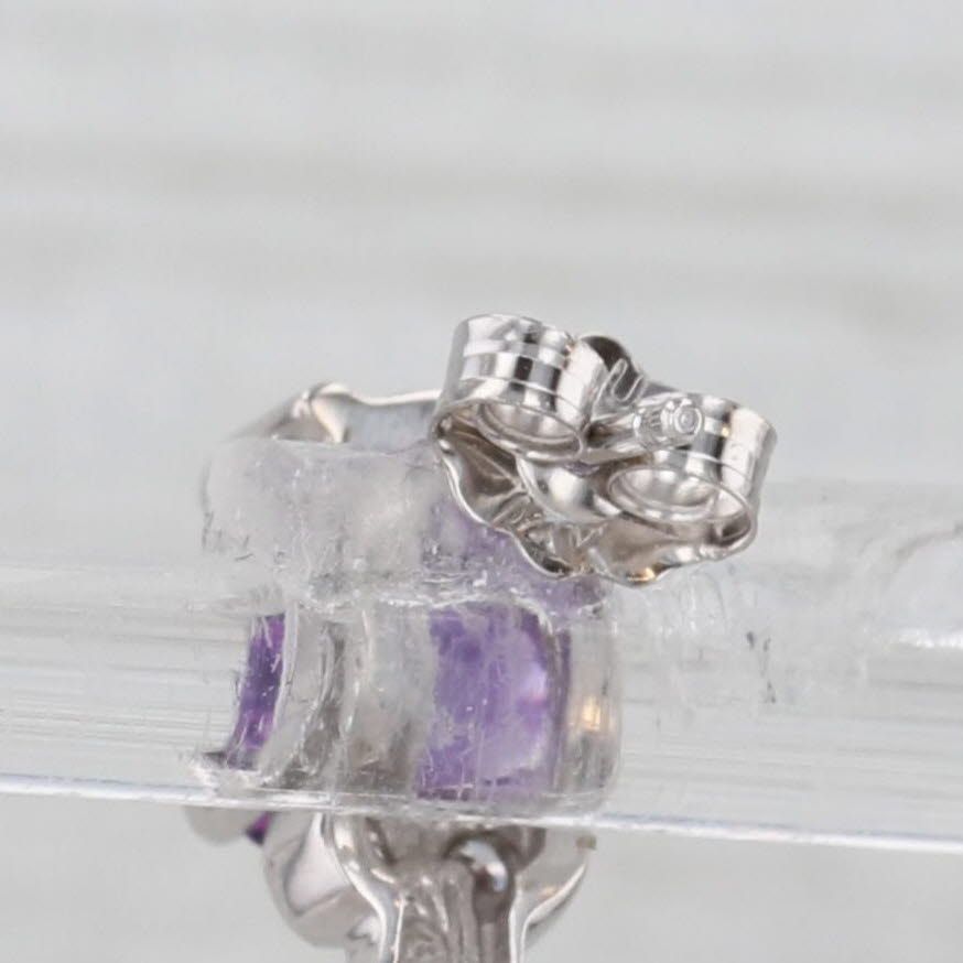 Light Gray 1.78ctw Amethyst Diamond J-Hook Solitaire Earrings 14k White Gold