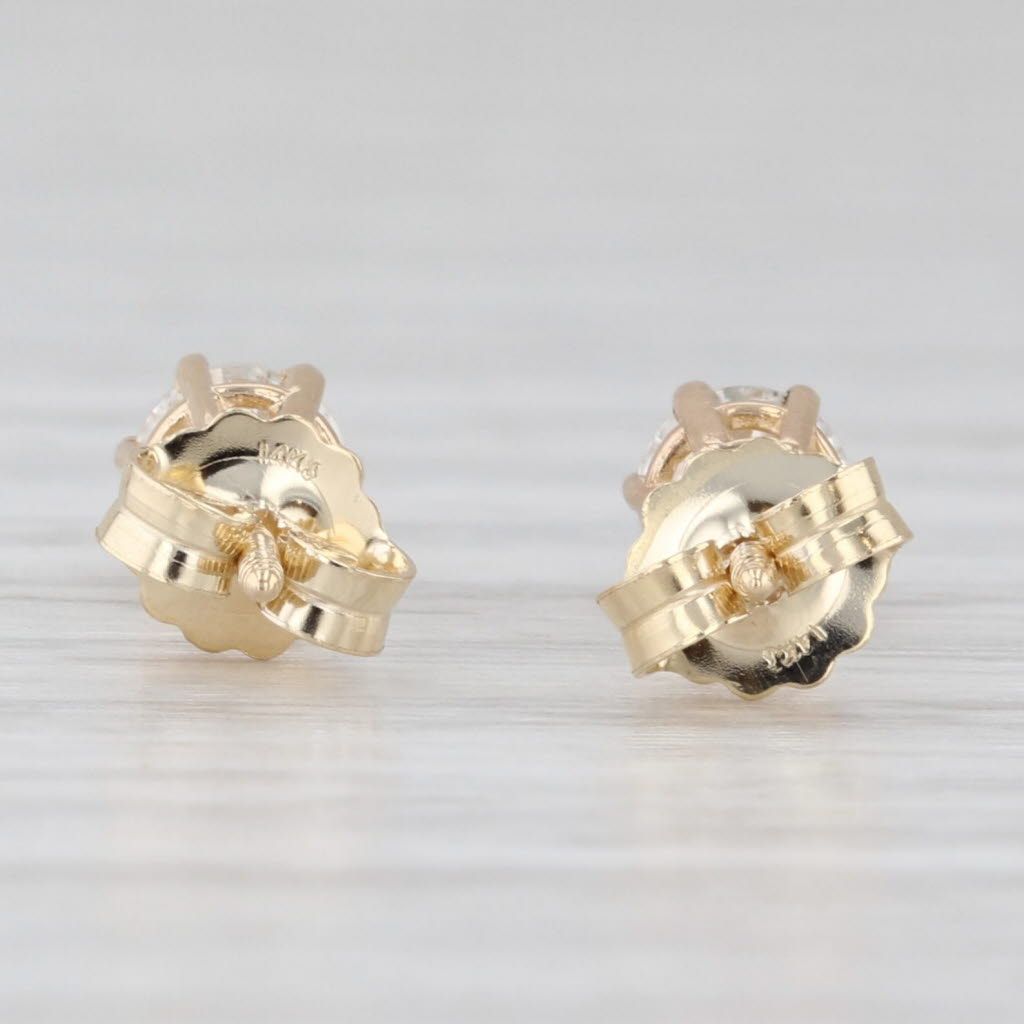 Light Gray 0.50ctw Diamond Stud Earrings 14k Yellow Gold Round Solitaire Studs
