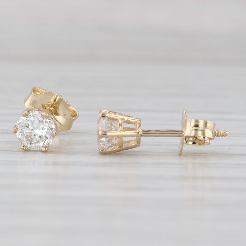 Light Gray 0.50ctw Diamond Stud Earrings 14k Yellow Gold Round Solitaire Studs