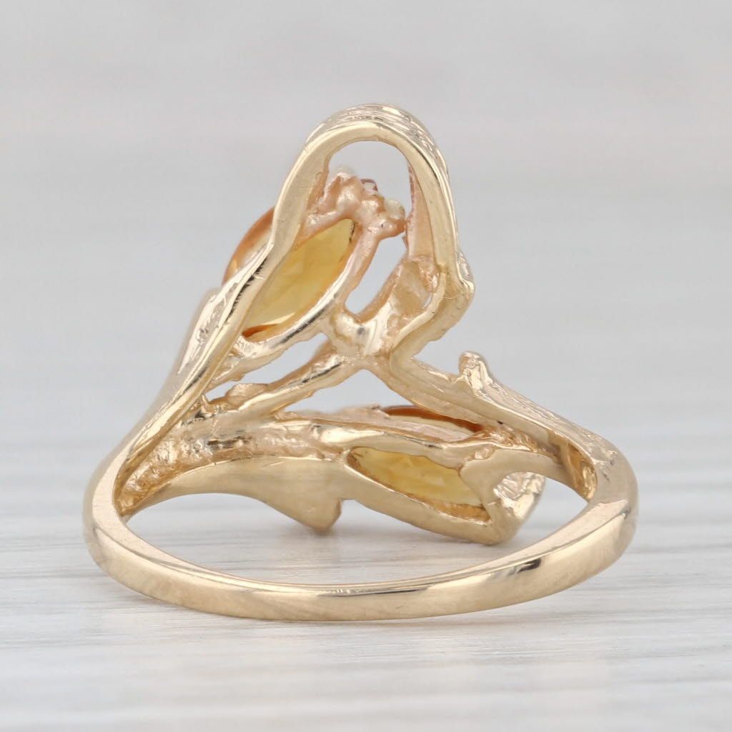 Light Gray 1ctw Marquise Citrine Ring 14k Yellow Gold Size 6 Bypass