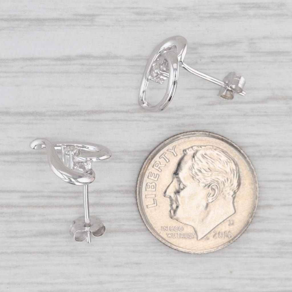 Light Gray Diamond Solitaire Open Heart Stud Earrings 14k White Gold