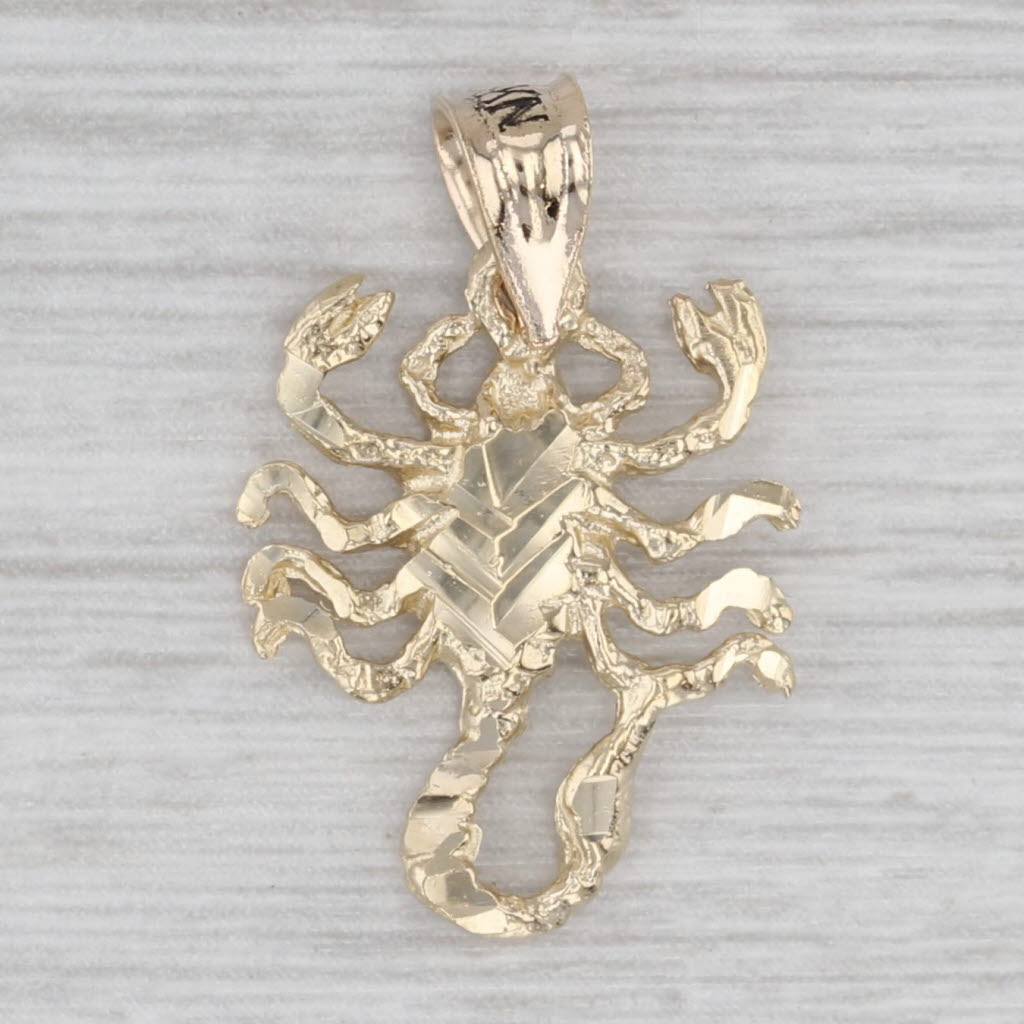 Gray Scorpion Pendant 14k Yellow Gold Fine Detailing