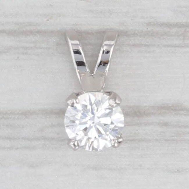 Light Gray New 0.23ct Diamond Solitaire Pendant 14k White Gold Small Solitaire Drop