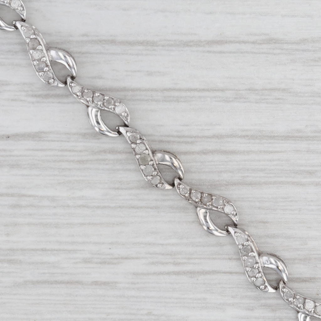 Light Gray 1ctw Diamond Figure 8 Bracelet 10k White Gold 6.75" 4.8mm