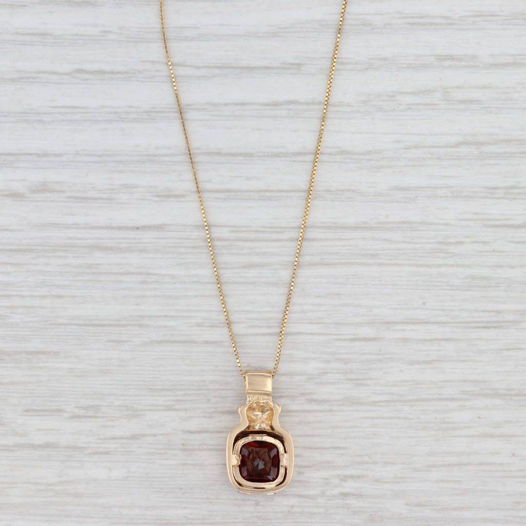 Light Gray 2ct Garnet Solitaire Pendant Necklace 14k Yellow Gold 18.25" Box Chain