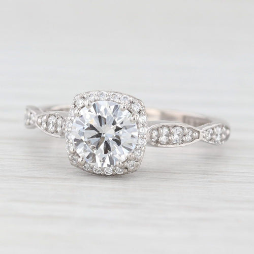 Light Gray Tacori 1.16ctw Diamond Halo Engagement Ring 18k White Gold GIA Size 6.5