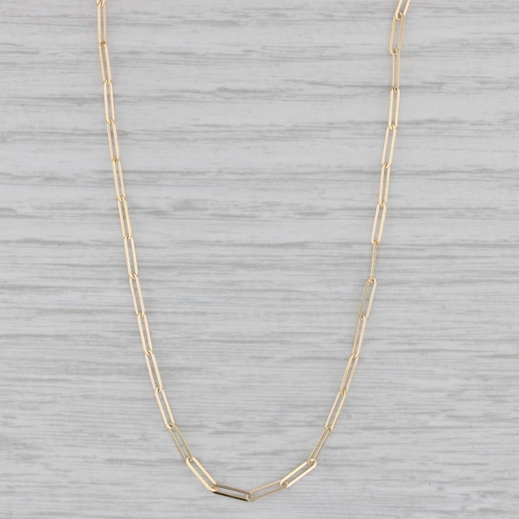 Paperclip Chain Necklace 14k Yellow Gold 19.75" 2.1mm Elongated Cable Chain