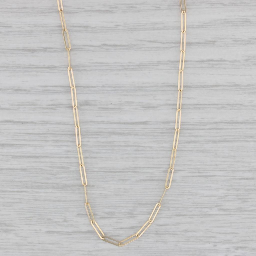 Paperclip Chain Necklace 14k Yellow Gold 19.75" 2.1mm Elongated Cable Chain