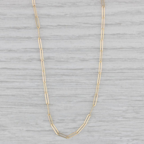 Paperclip Chain Necklace 14k Yellow Gold 19.75" 2.1mm Elongated Cable Chain