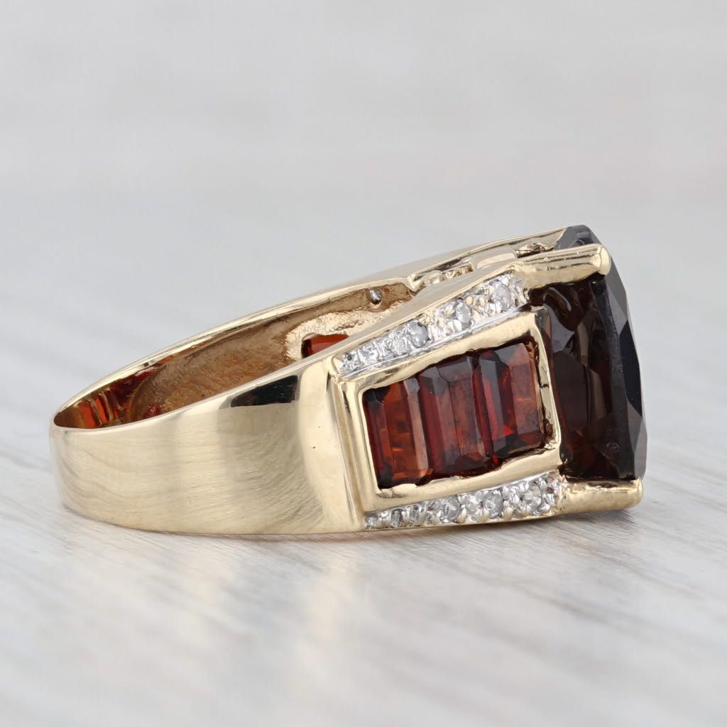 Light Gray 7.17ctw Oval Garnet Diamond Ring 14k Yellow Gold Size 5