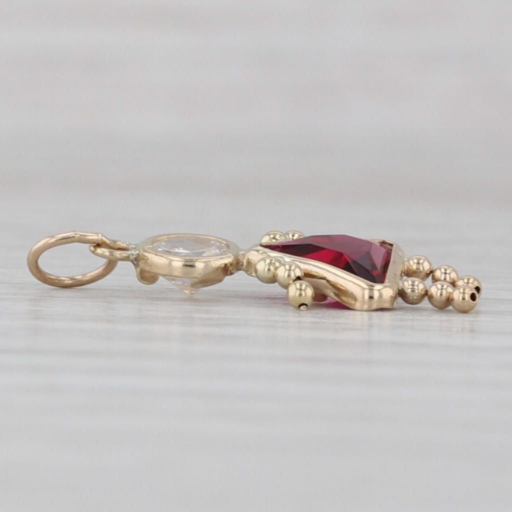 Gray Simulated Garnet Birthstone Girl Charm 14k Yellow Gold Cubic Zirconia Pendant