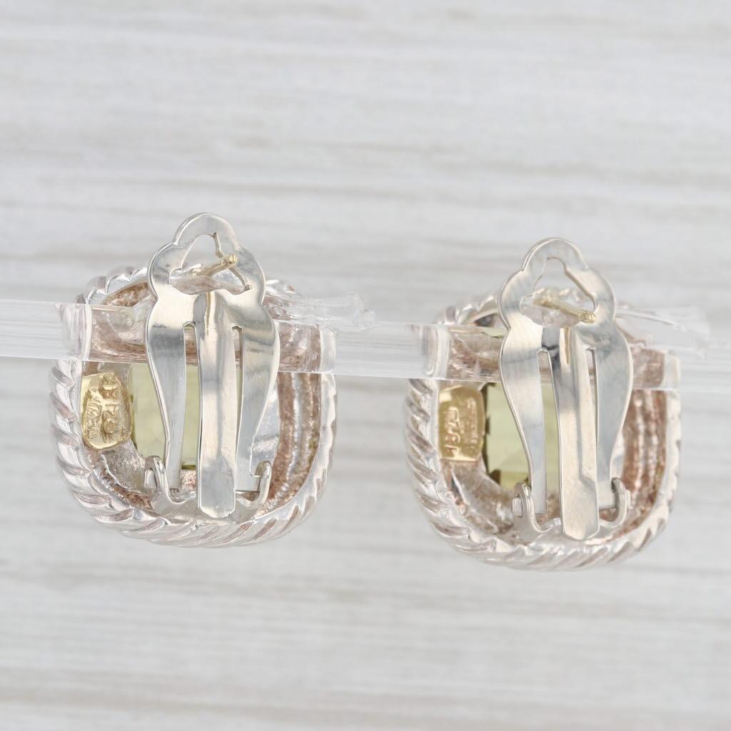 13.60ctw Lemon Quartz Stud Earrings Sterling Silver 18k Gold Omega Backs