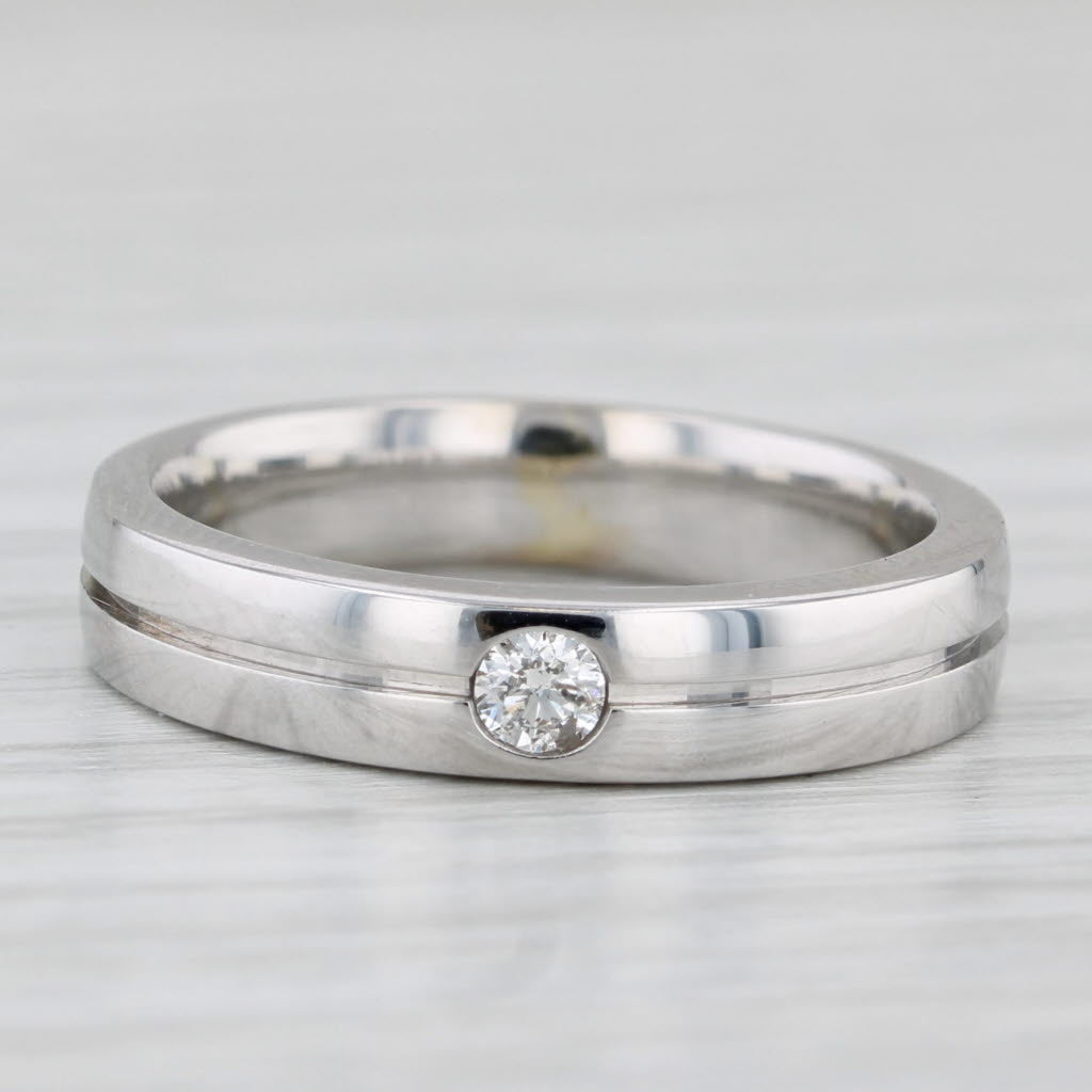 Light Gray 0.25ct Diamond Solitaire Wedding Band 14k White Gold Sz 6.25-6.5 Stackable Ring