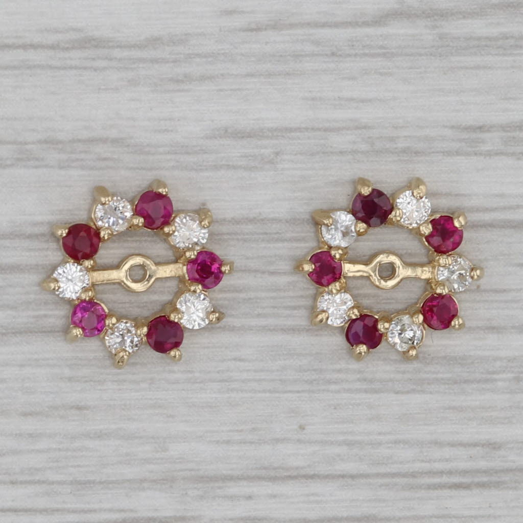 Gray 0.60ctw Ruby Diamond Earring Enhancers 14k Yellow Gold For Stud Earrings