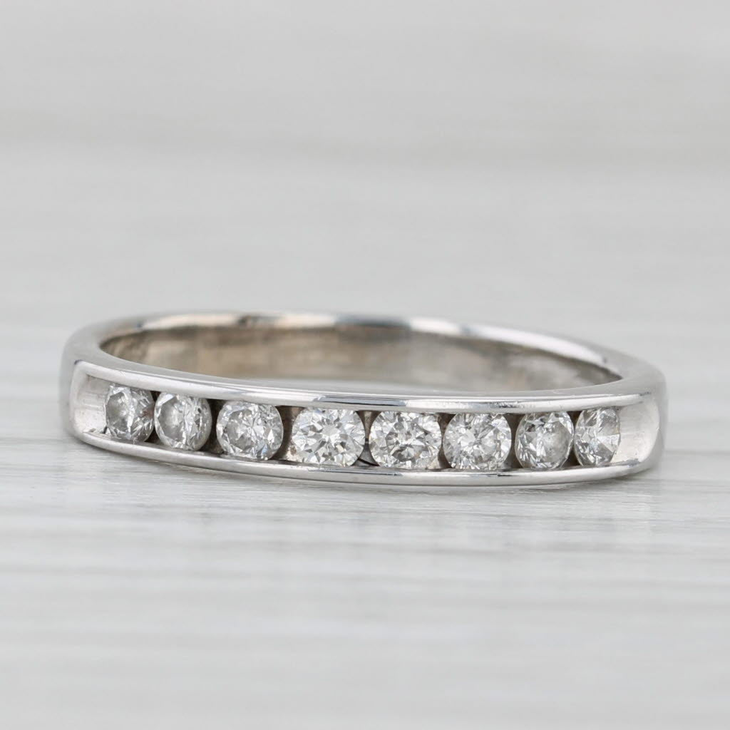 Light Gray 0.50ctw Diamond Wedding Band 14k White Gold Size 7.5 Stackable Anniversary Ring