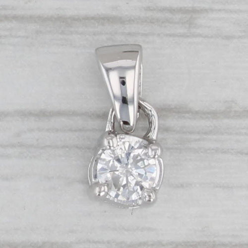 Gray 0.14ct Round Diamond Solitaire Pendant 14k White Gold Small Drop