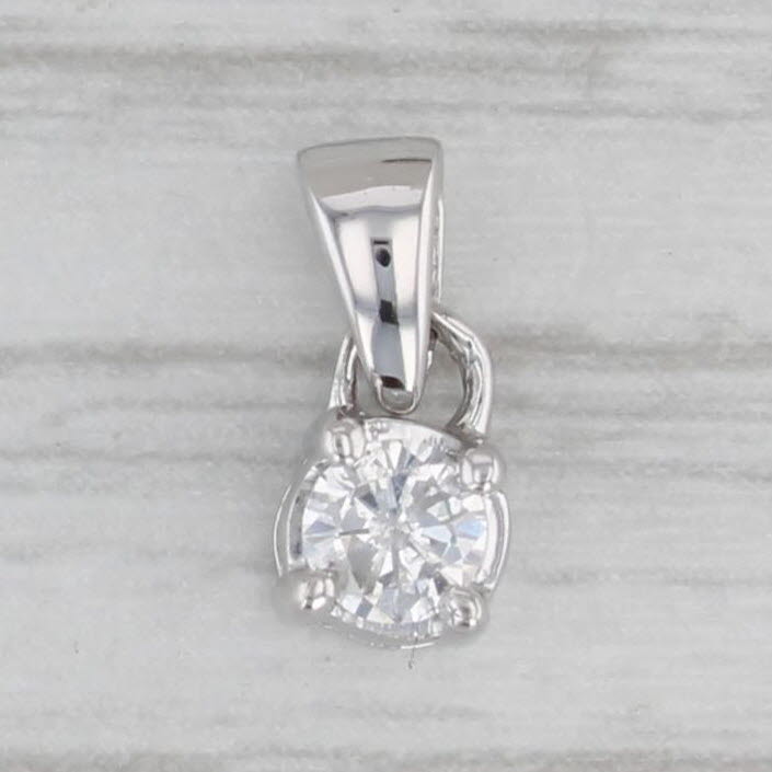 Gray 0.14ct Round Diamond Solitaire Pendant 14k White Gold Small Drop