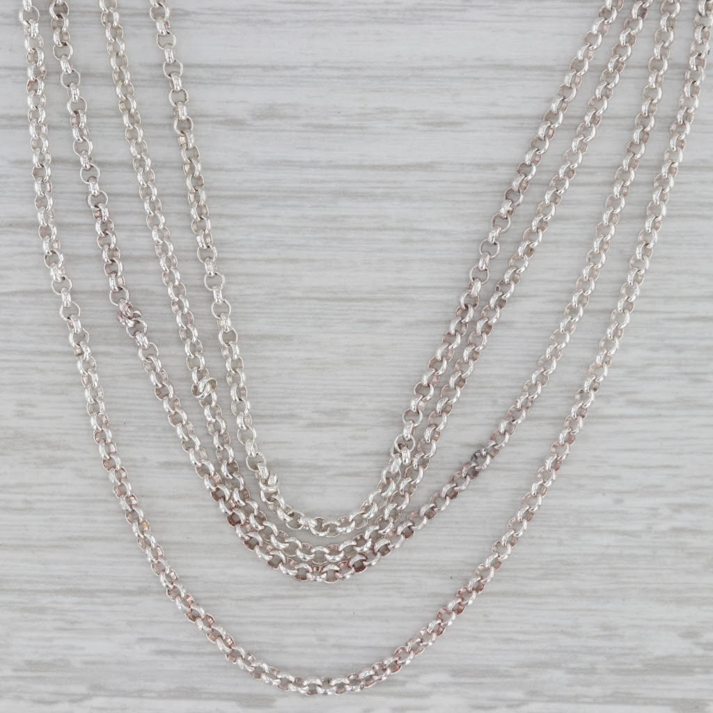 Gray Milor Italy 4 Chain Rolo Chain Necklace Sterling Silver 18"