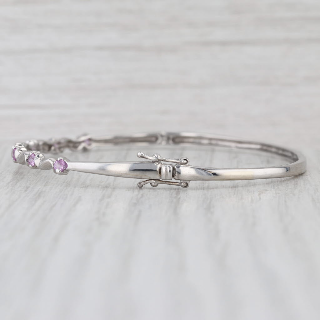 0.50ctw Pink Sapphire Bangle Bracelet 14k White Gold 6.75"