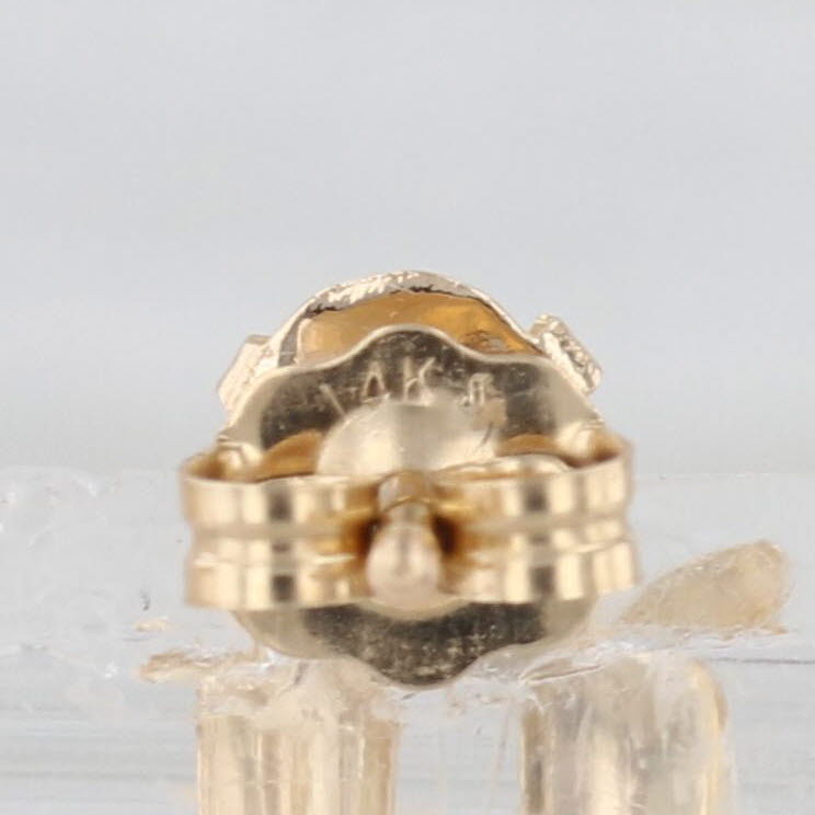 Oval Cabochon Opal Flower Stud Earrings 14k Yellow Gold Solitaire Studs