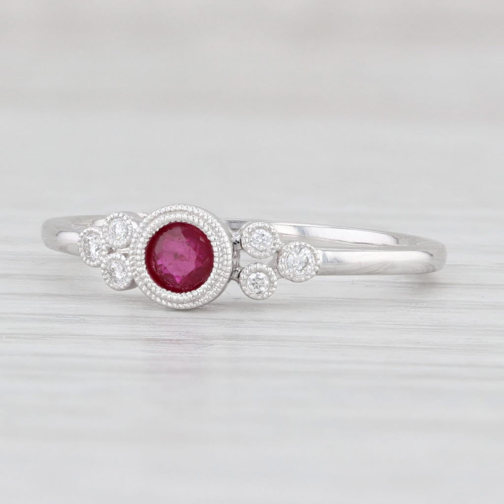 Light Gray New 0.29ctw Ruby Diamond Ring 14k White Gold Size 6.5 Engagement