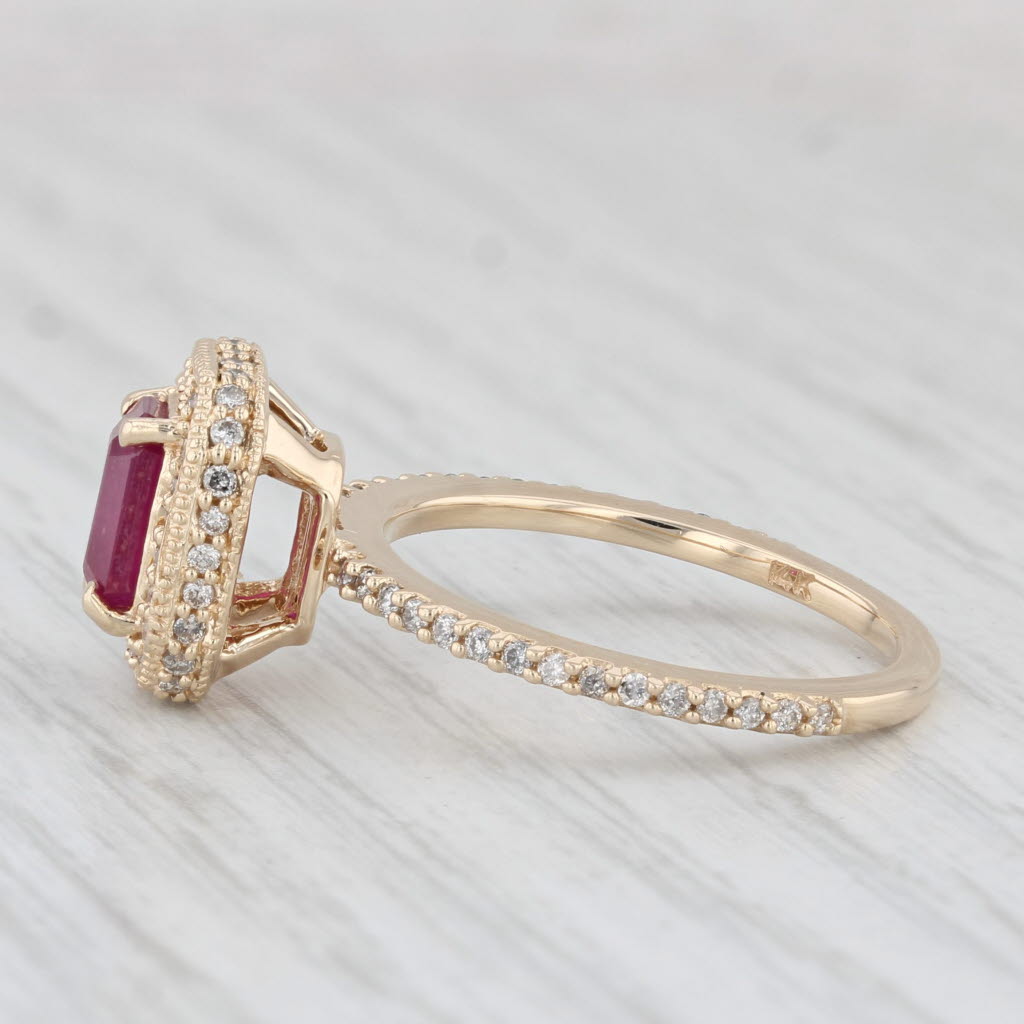 Light Gray 1.78ctw Ruby Diamond Halo Ring 14k Yellow Gold Size 7 Engagement