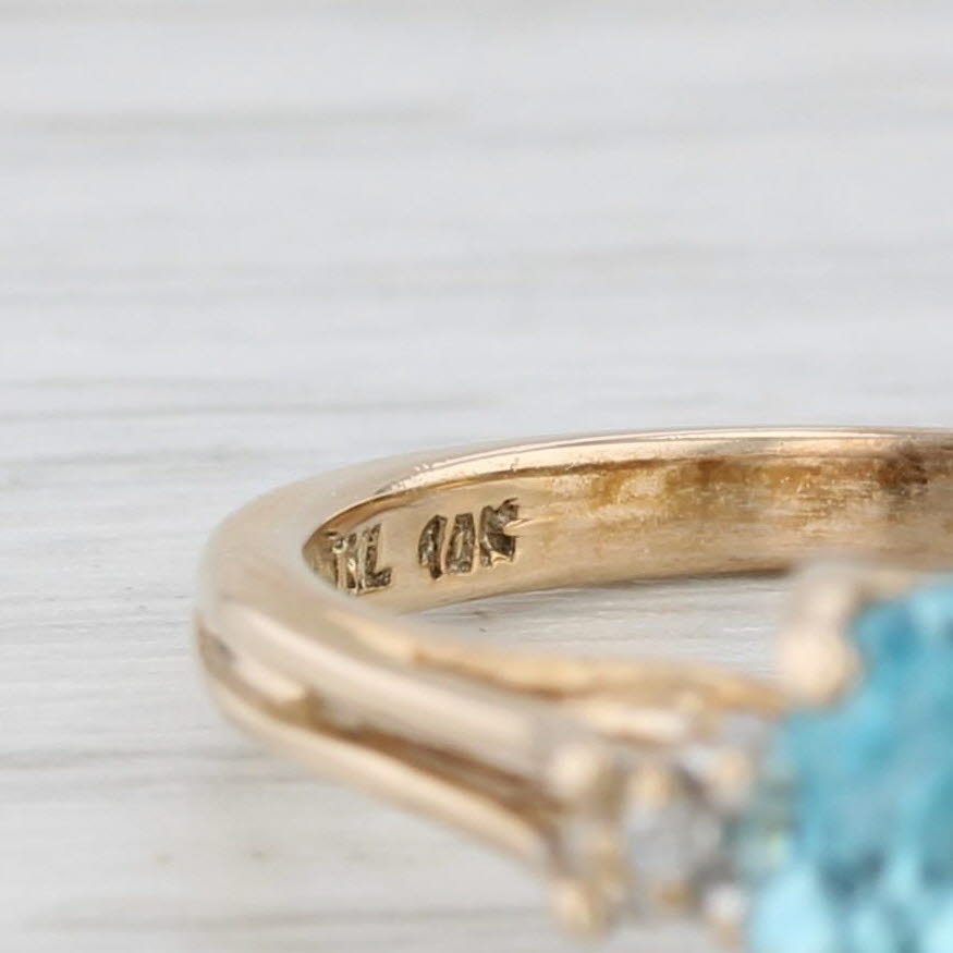 Light Gray 2.05ct Oval Blue Zircon Diamond Ring 10k Yellow Gold Size 7.25