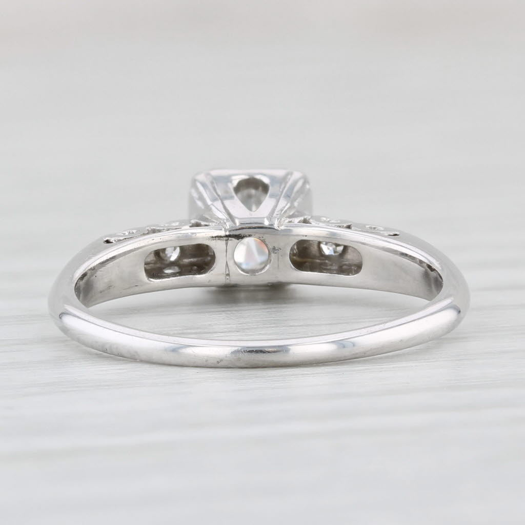 Light Gray Vintage 0.44ctw Round Diamond Engagement Ring 14k White Gold Size 6