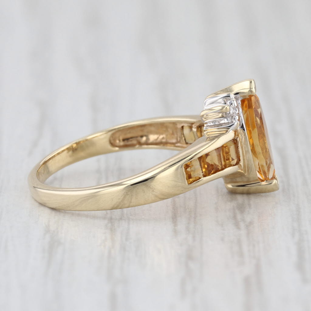 2.40ctw Marquise Citrine Diamond Bypass Ring 10k Yellow Gold Size 7.25
