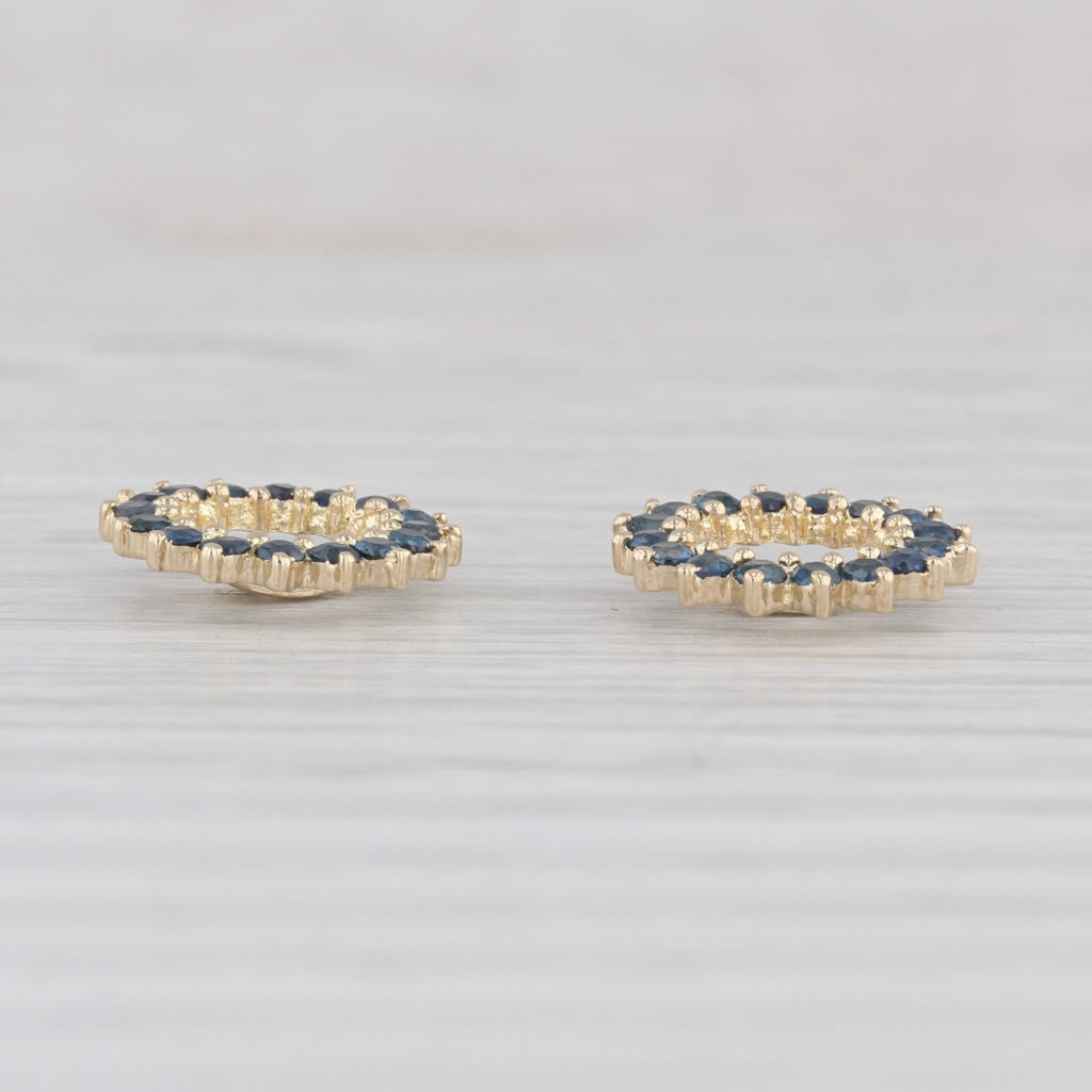 Light Gray 1ctw Blue Sapphire Earring Enhancer Jackets 14k Yellow Gold For Stud Earrings