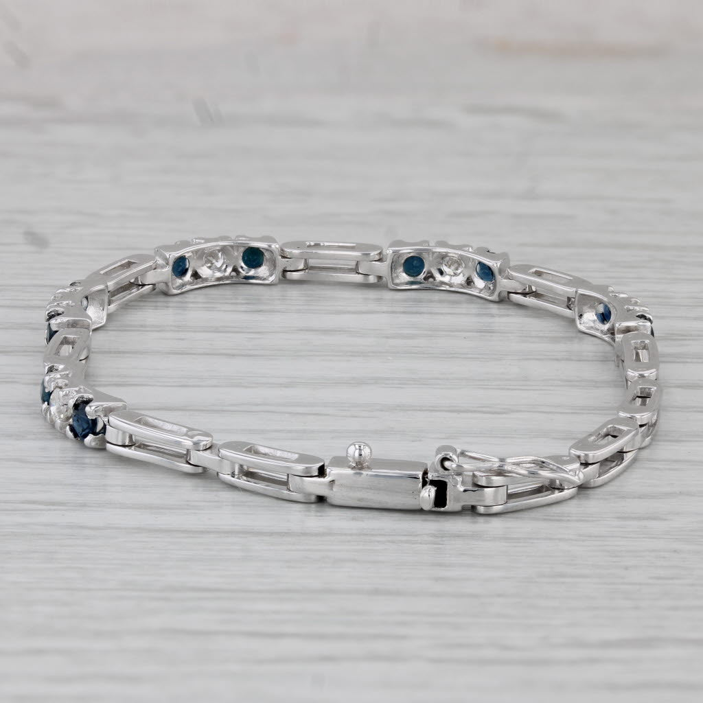 Gray 1.70ctw Blue Sapphire Diamond Bracelet 18k White Gold 6.25"