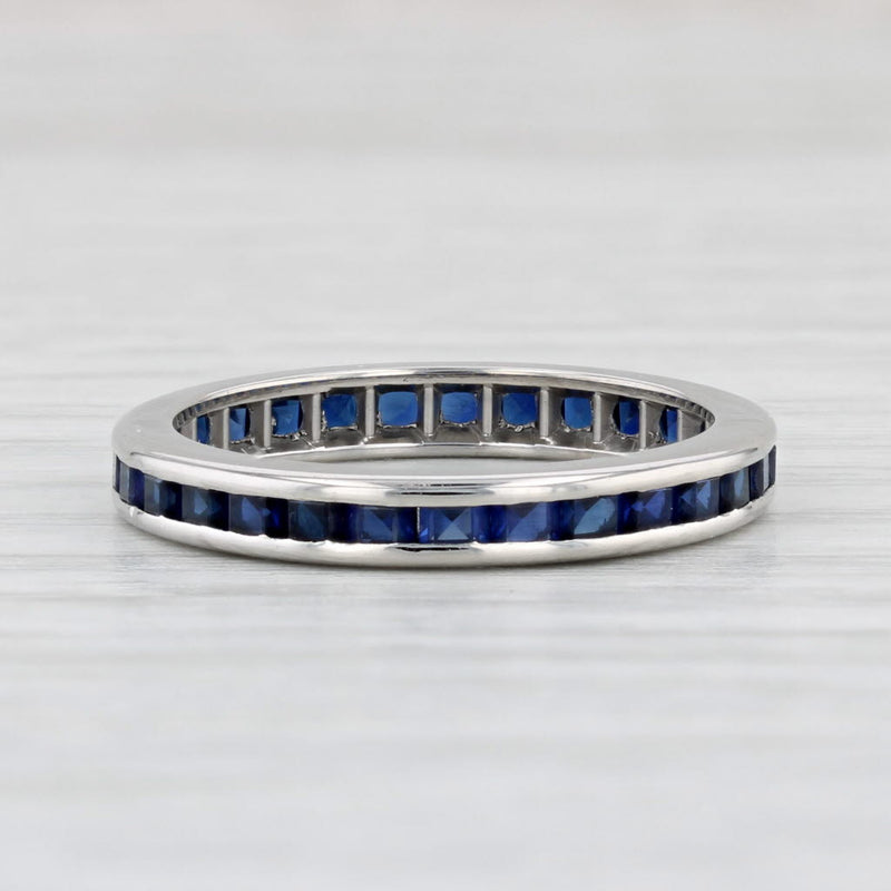 Light Gray Vintage 1.70ctw Lab Created Sapphire Eternity Ring Palladium Wedding Band Sz 6