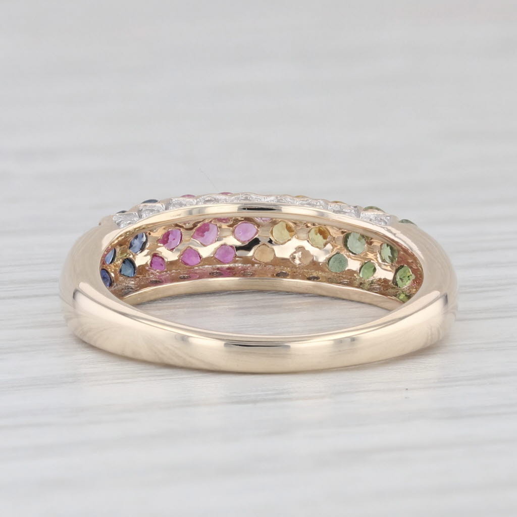 Light Gray 0.89ctw Rainbow Sapphires Ring 10k Yellow Gold Size 5.75 Stackable Diamonds