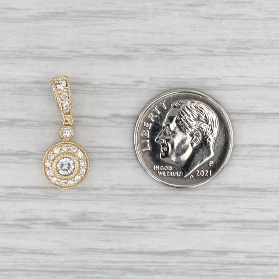 Effy 0.28ctw Diamond Halo Pendant 14k Yellow Gold Small Drop
