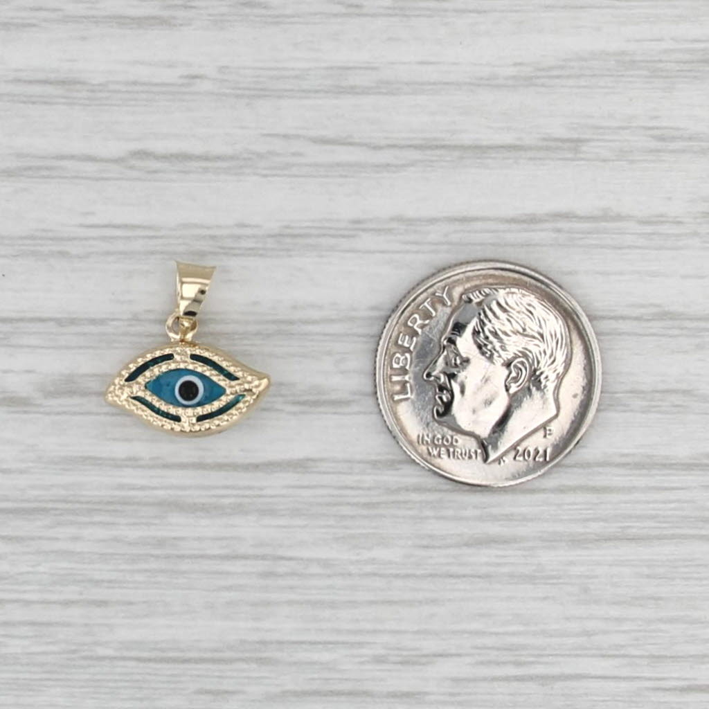 All Seeing Eye of Deity Pendant 14k Yellow Gold Small Drop Charm Talisman