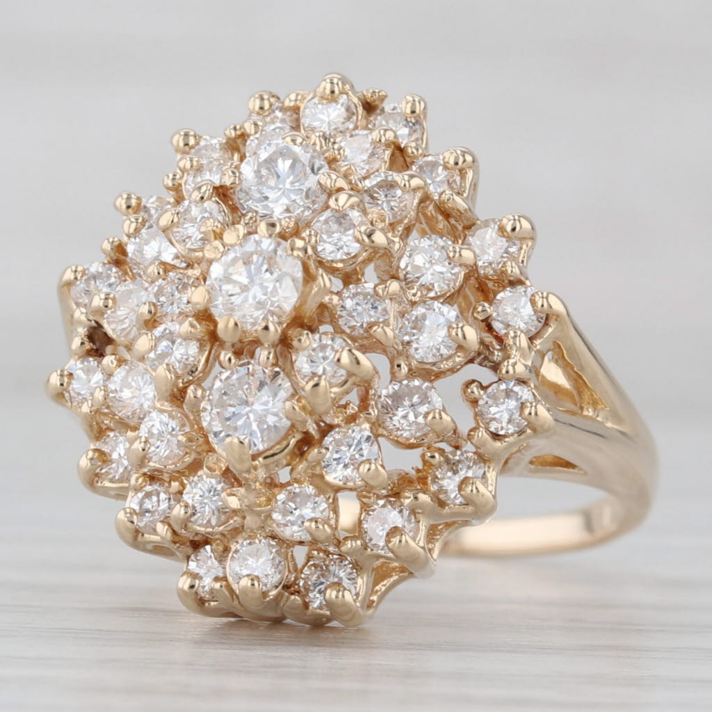 1.77ctw Diamond Cluster Ring 14k Yellow Gold Size 8 Cocktail