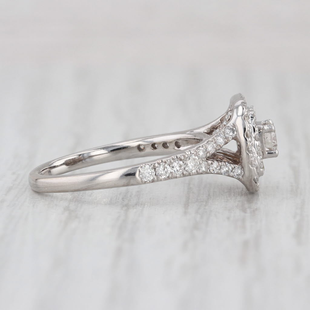 1ctw Round Diamond Halo Engagement Ring 14k White Gold Size 7 Cathedral