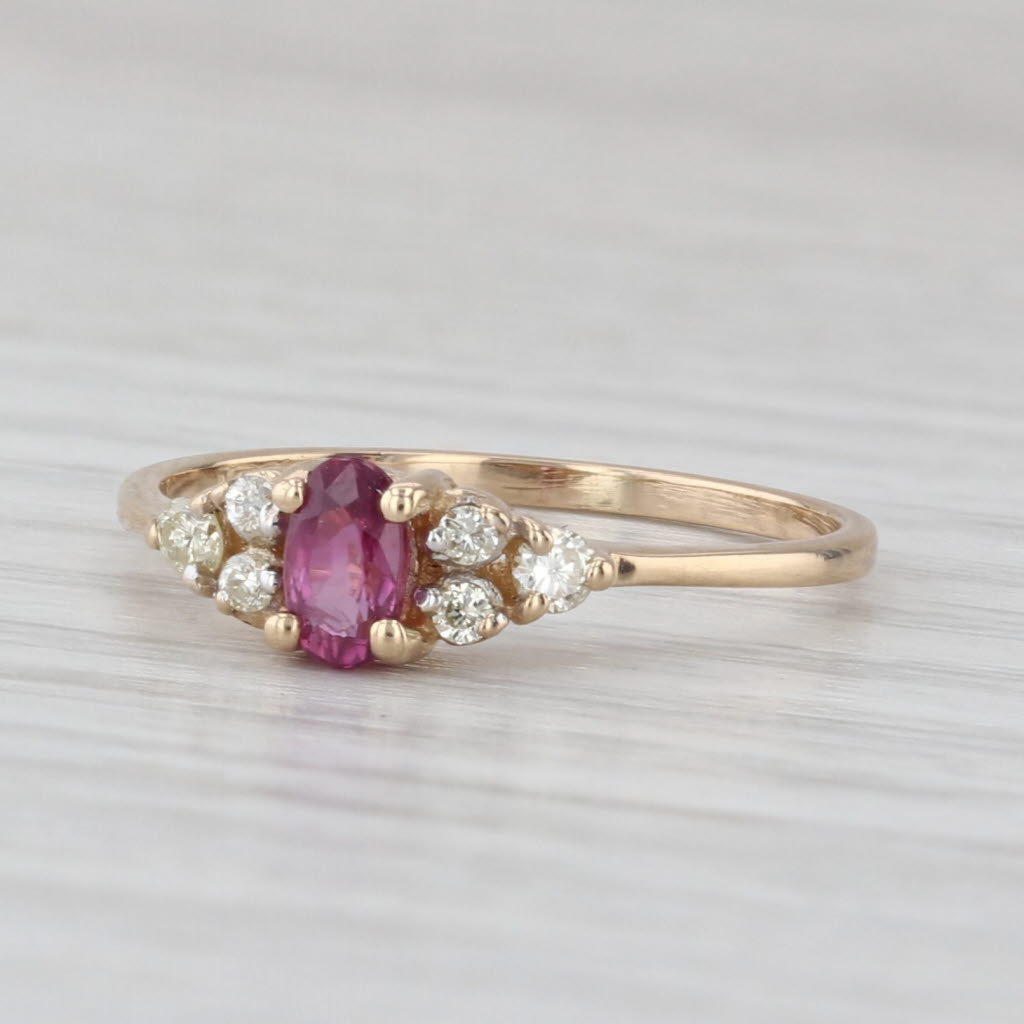 0.40ctw Oval Ruby Diamond Ring 14k Yellow Gold Size 6