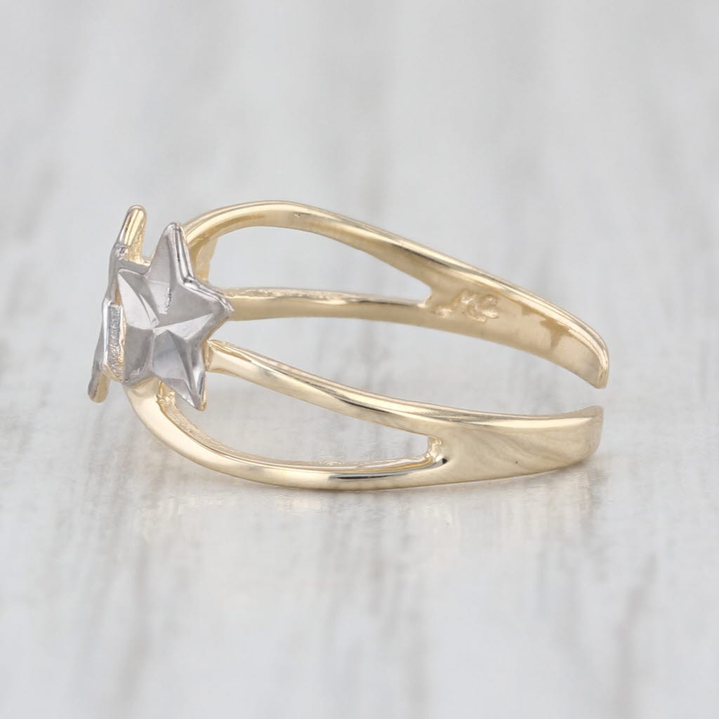 2-Toned Stars Toe Ring 10k Yellow White Gold Size 2.5 Adjustable