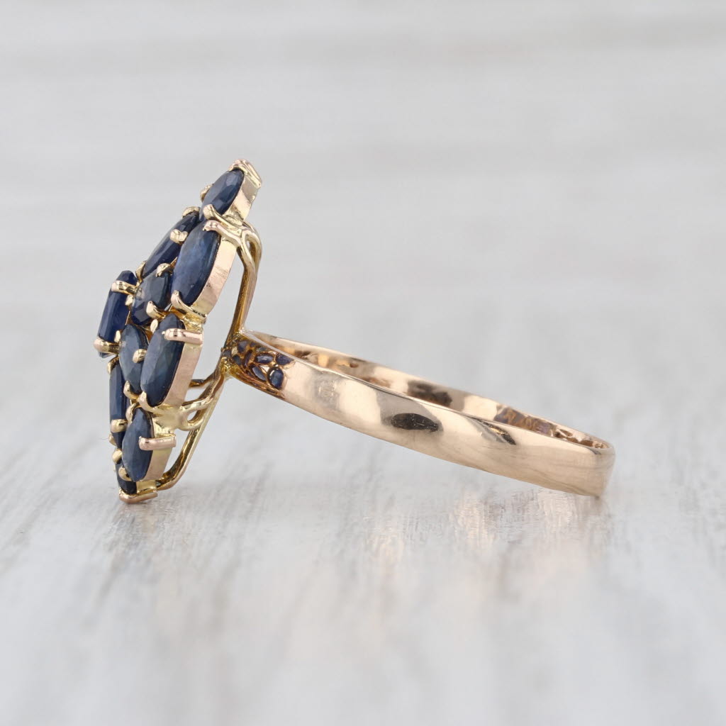 6.20ctw Sapphire Cluster Cocktail Ring 14k Yellow Gold Size 10.5