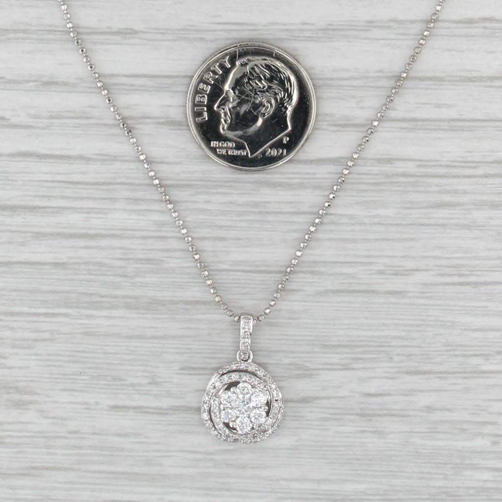 0.39ctw Diamond Cluster Interlocking Circles Pendant Necklace 14k White Gold 16"