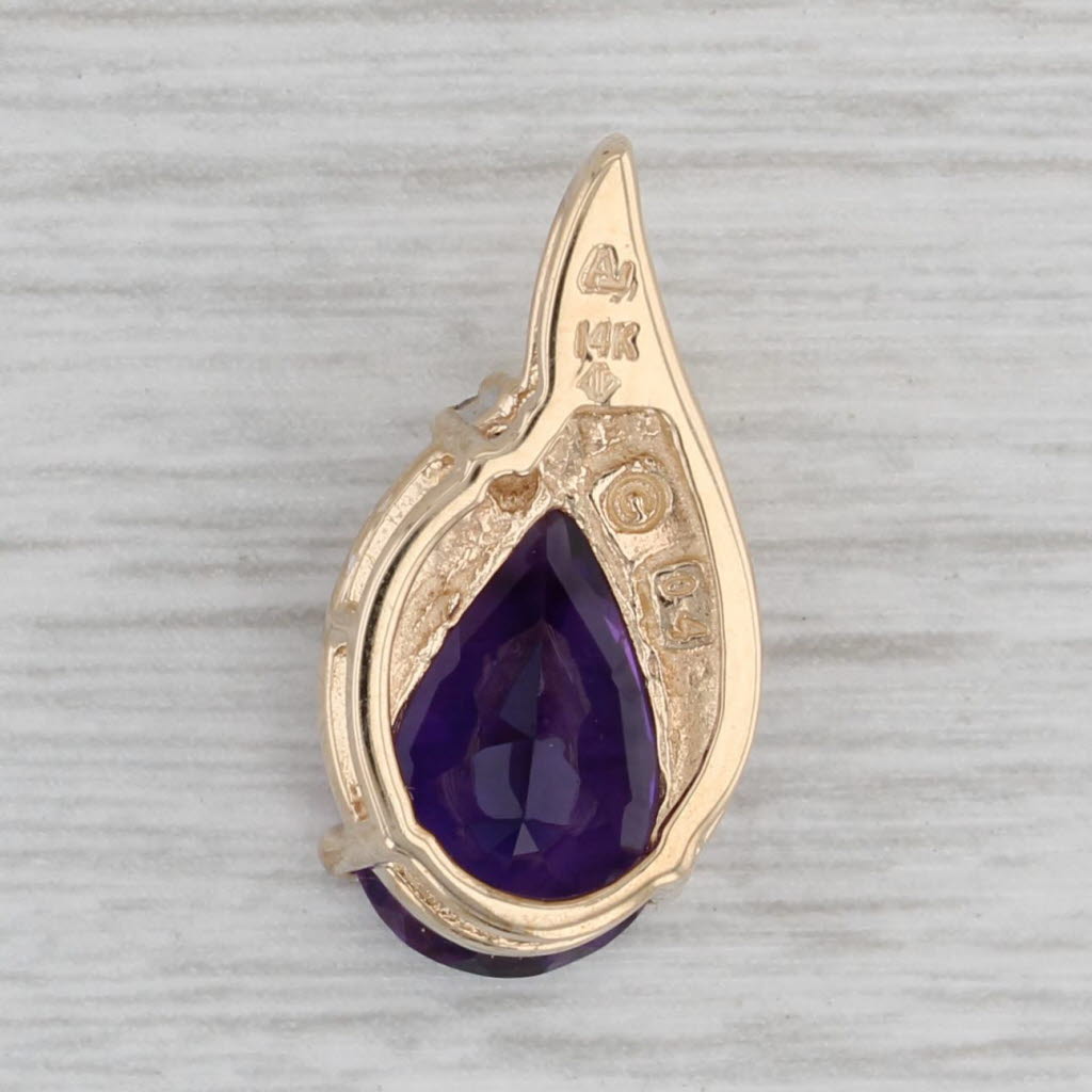 Gray 2.83ctw Amethyst Diamond Teardrop Pendant 14k Yellow Gold