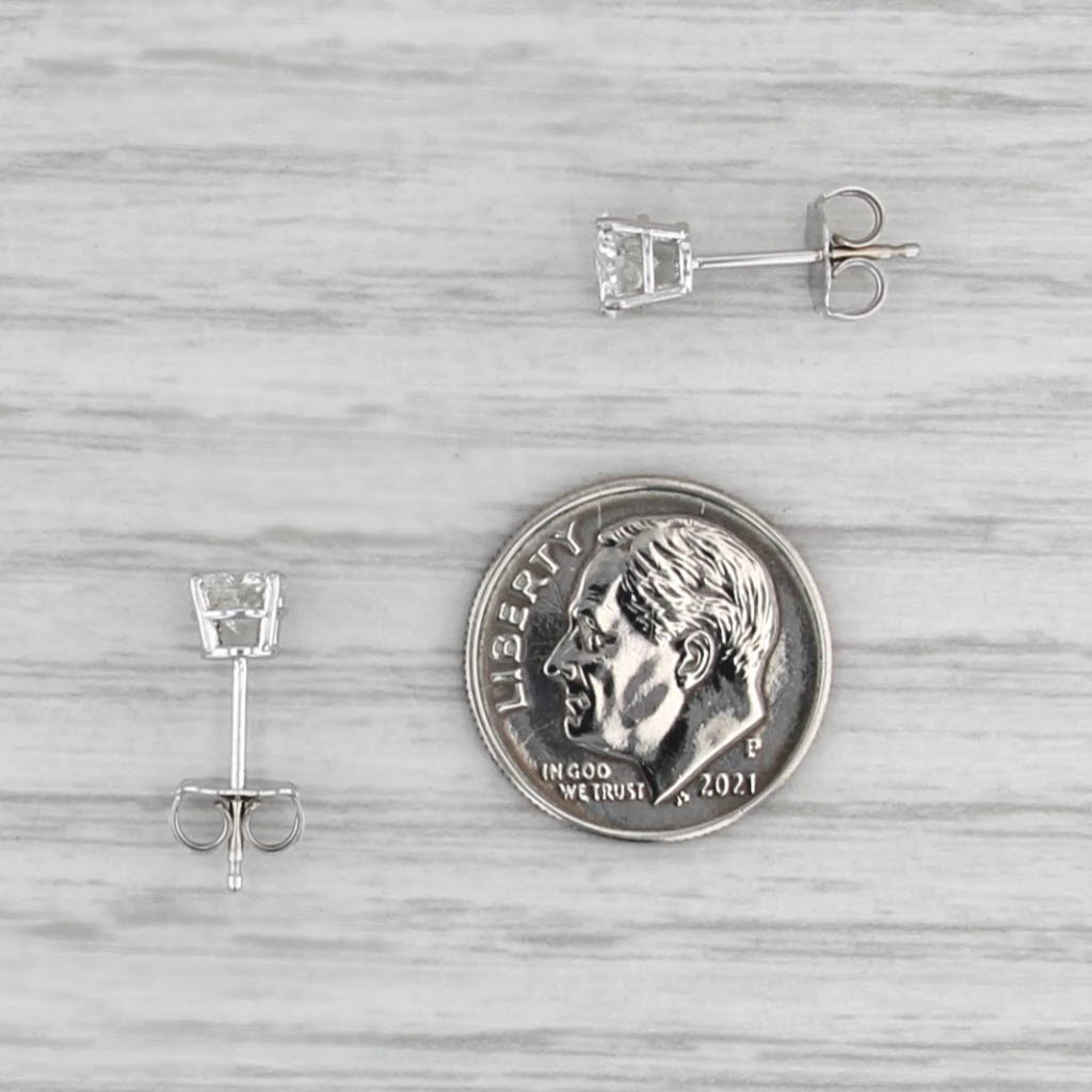 1ctw Round Brilliant Diamond Solitaire Stud Earrings 14k White Gold Studs