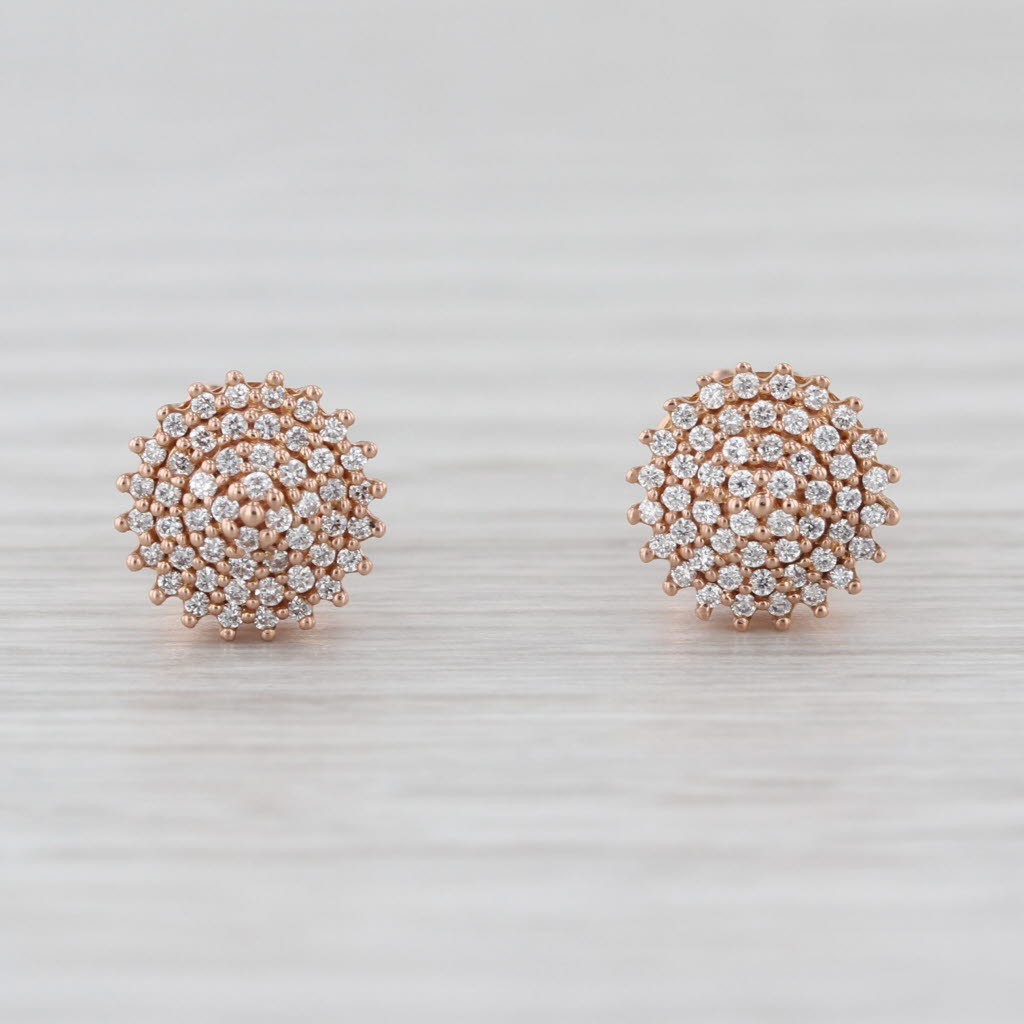 0.20ctw Diamond Cluster Stud Earrings 18k Rose Gold Screw Back Studs