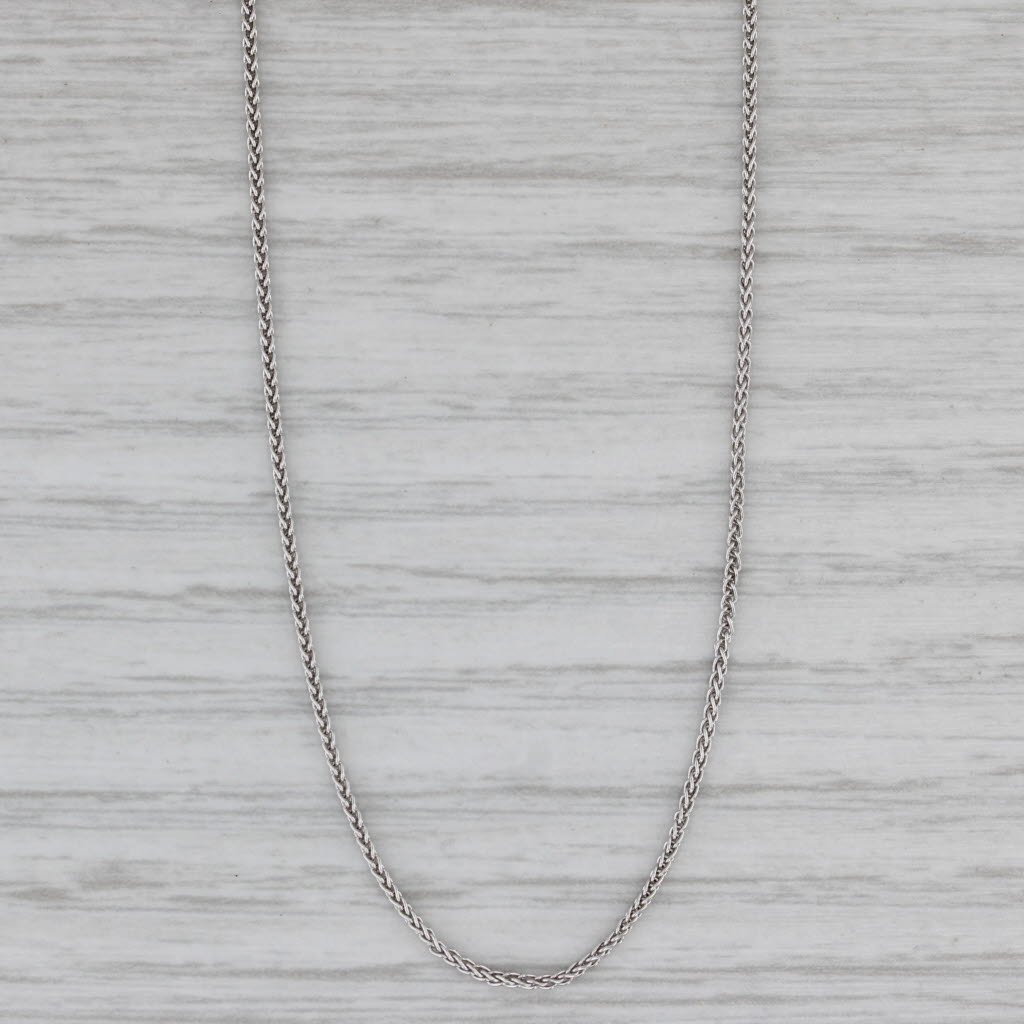 Gray New Wheat Chain Necklace 10k White Gold 18" 1mm