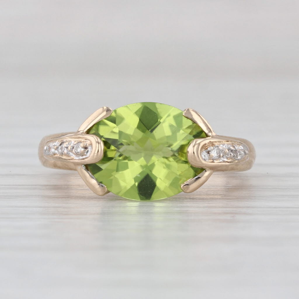 2.96ctw Peridot Diamond Ring 14k Yellow Gold Size 4.5