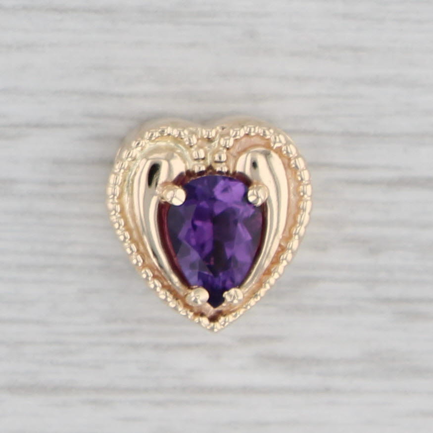 Gray Vintage 0.60ct Amethyst Heart Slide Charm 14k Yellow Gold February Birthstone