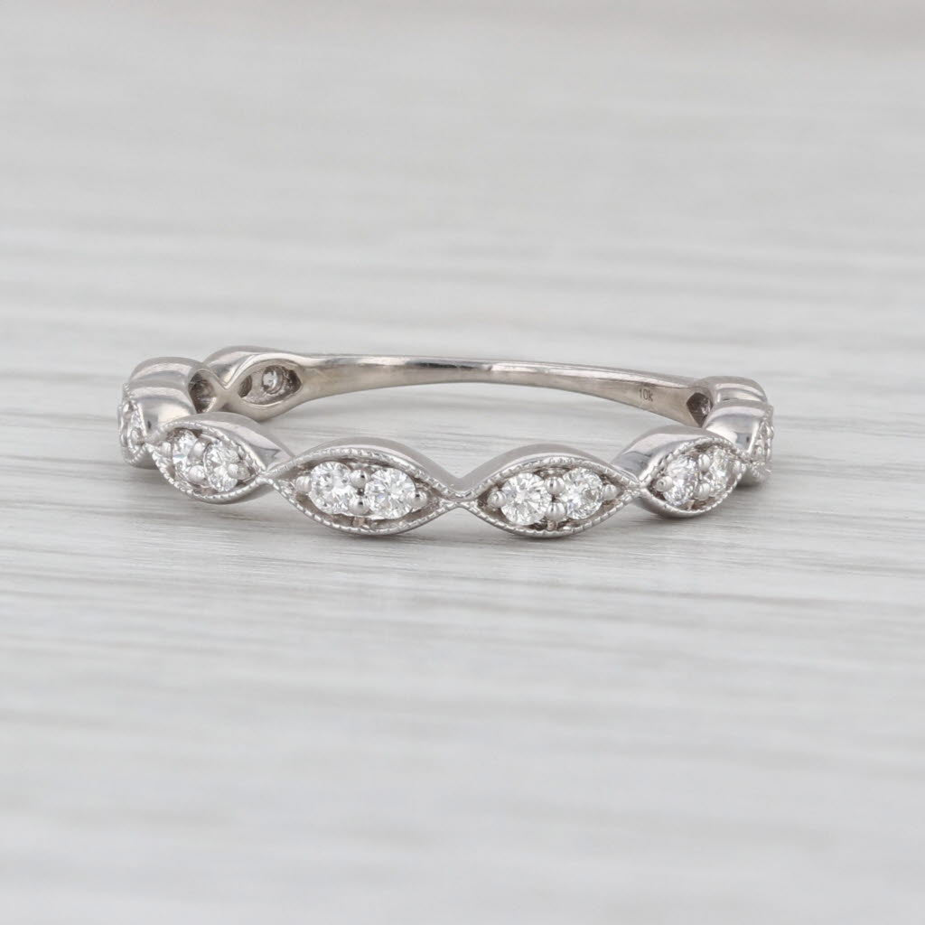 0.26ctw Diamond Stackable Wedding Band 10k White Gold Ring Size 6.75 Anniversary