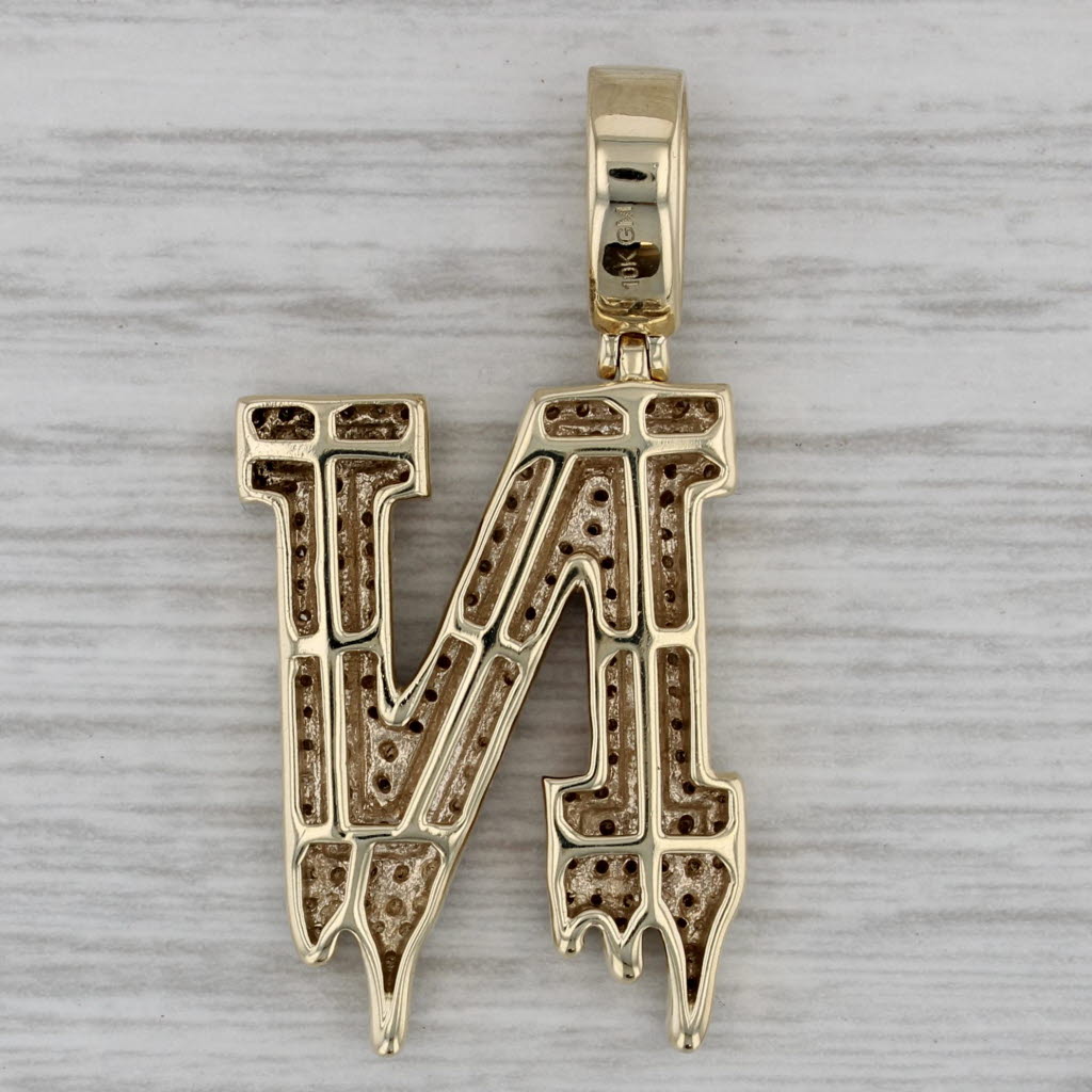 Gray 1ctw Diamond Letter Initial "N" Pendant 10k Yellow Gold